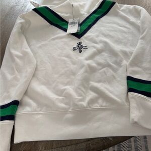 Ralph Lauren Kids XL (16) White Hoodie with Green and Blue Accents NWT.